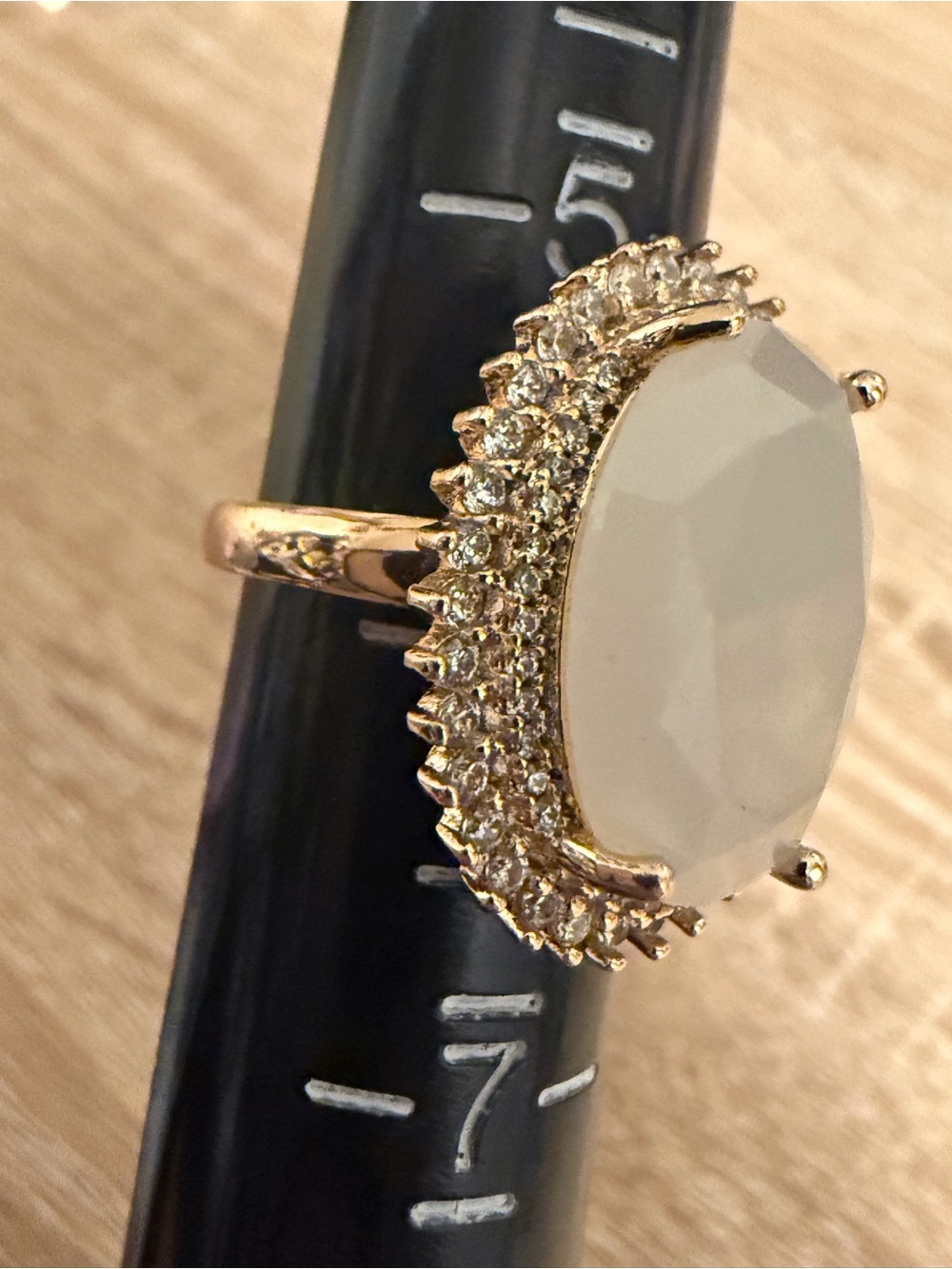 Gold-Tone White Stone Halo Cocktail Ring